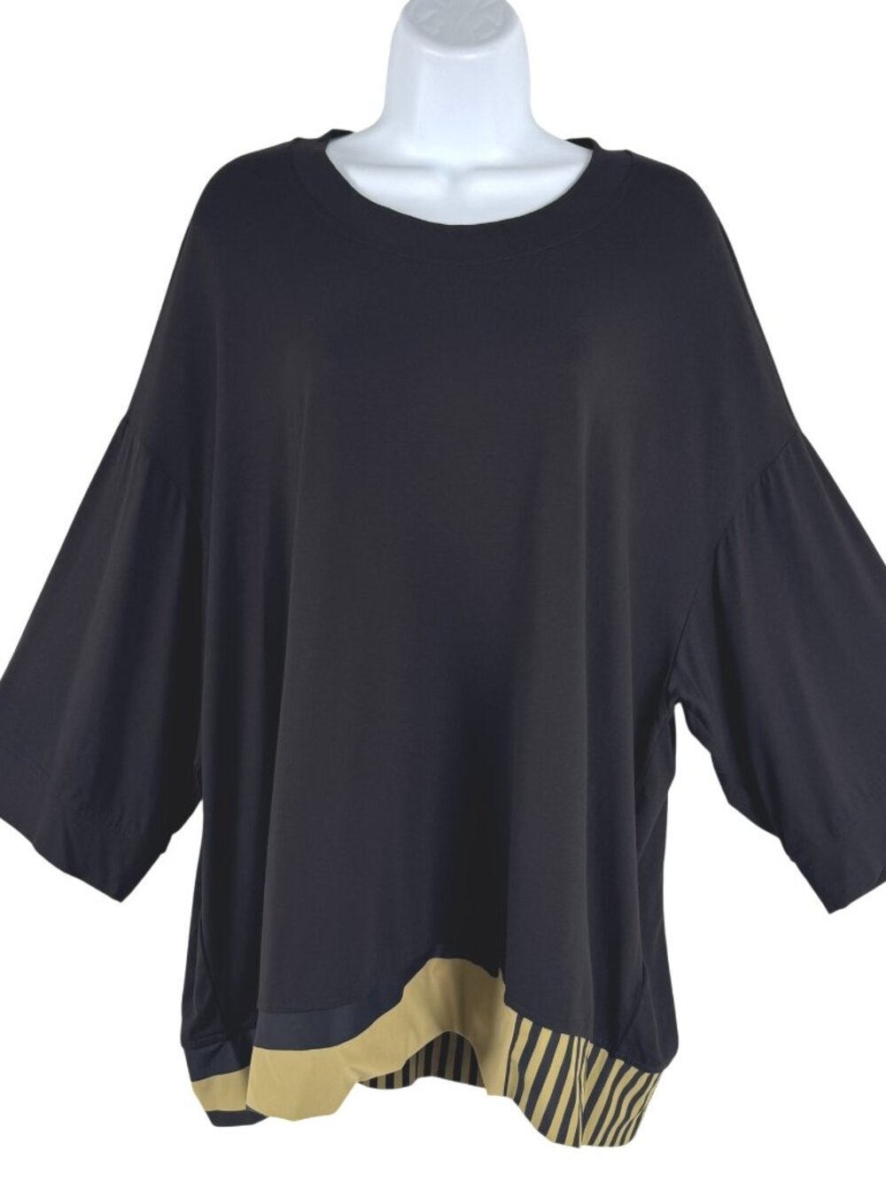 Tekbika By Alembika Tunic Top XS Black Lagenlook Stretch Viscose Blend TP-3968